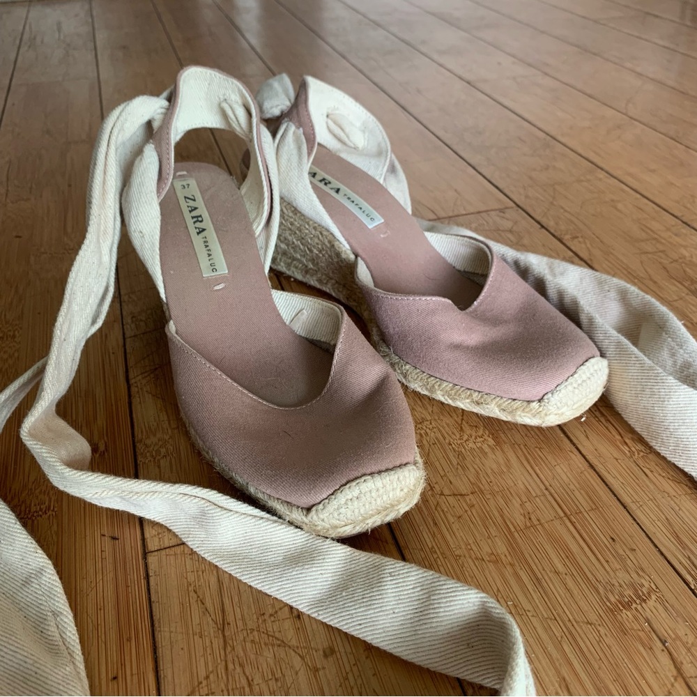 Zara Trafaluc Mauve Wedge Espadrilles